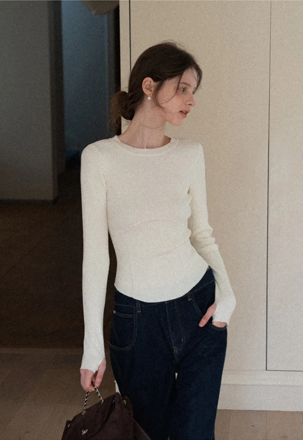 Women Basic Ribbed Sweater for Layering