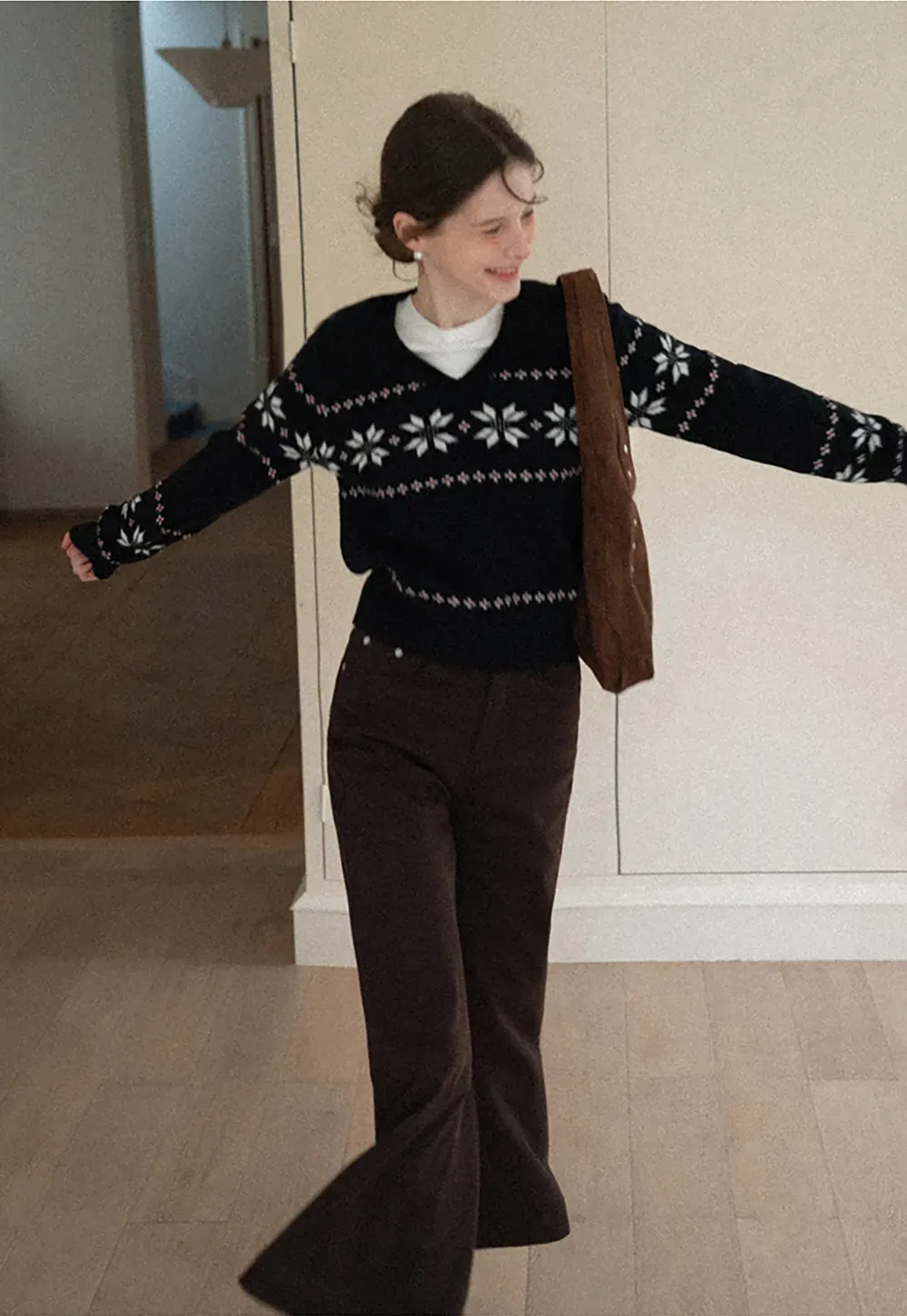 Fair Isle V-Neck Knit Sweater