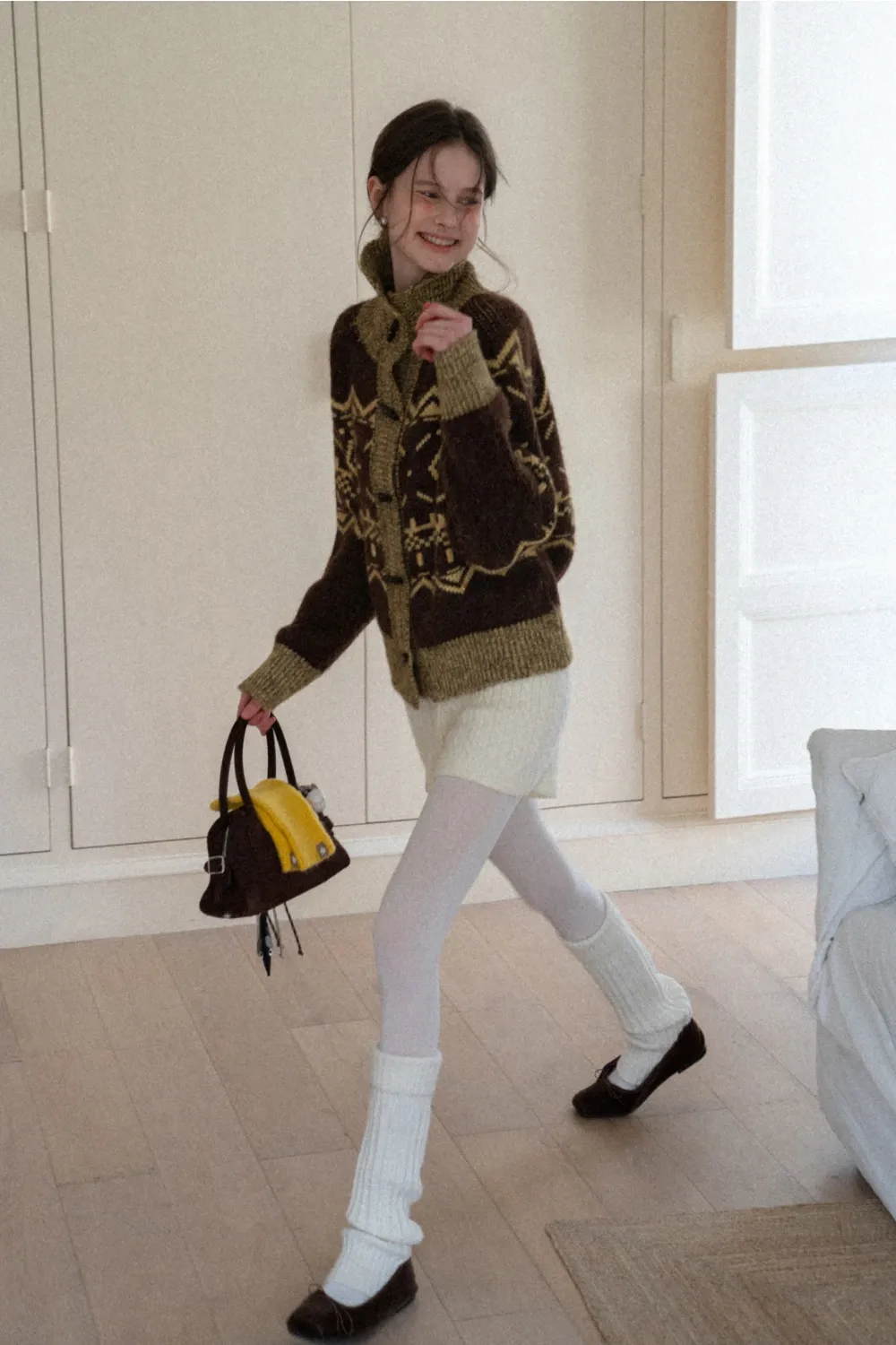 Vintage-Inspired Fair Isle Turtleneck Knit Sweater