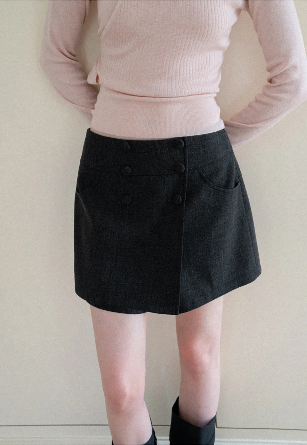 Asymmetrical Wrap Front High Waist Skirt