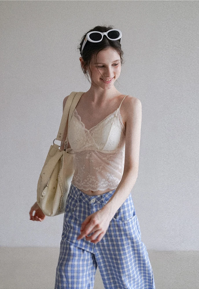 Women’s Gingham Wide-Leg Pants