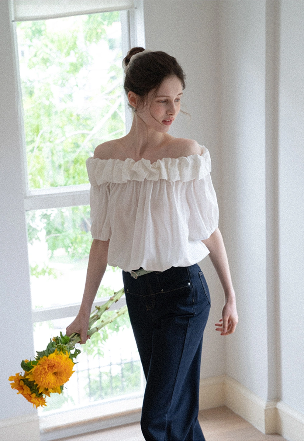 Ruffled Off-Shoulder Peasant Blouse