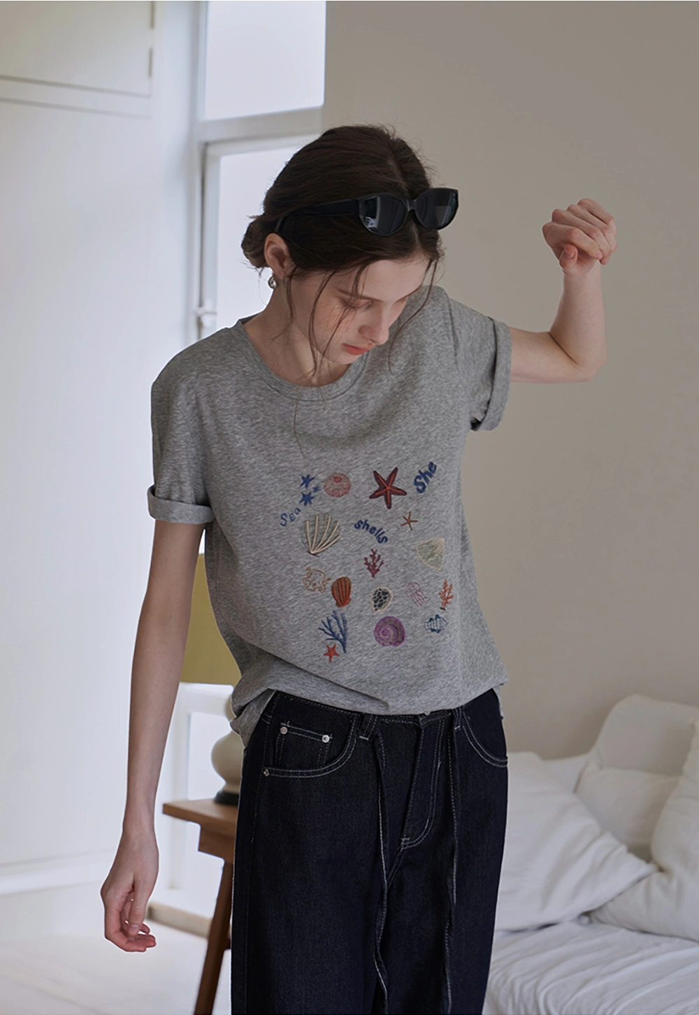 Women's Starfish and Seashell Print T-Shirt