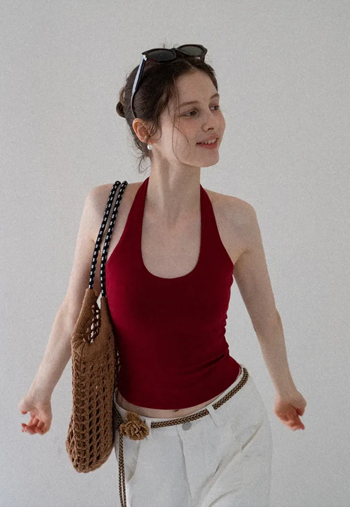 Women's Ribbed Halter Tank Top