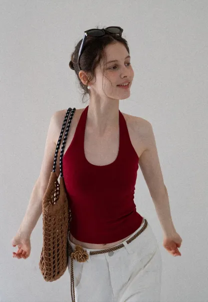 Women's Ribbed Halter Tank Top