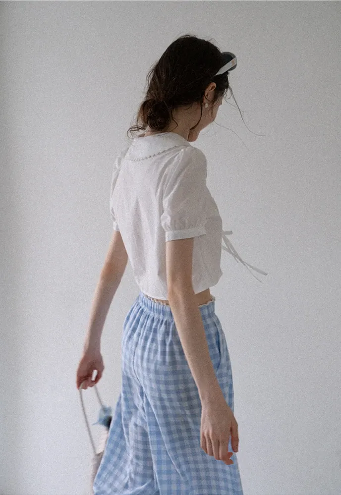 Women's Lace Collar Bow-Detail Blouse