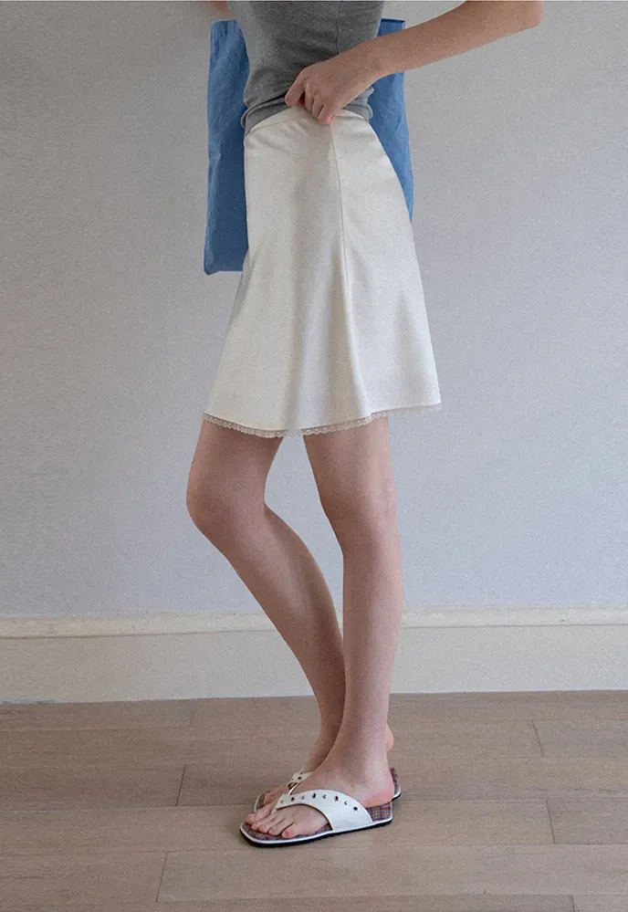 Women A-Line Mini Skirt With Lace Hem