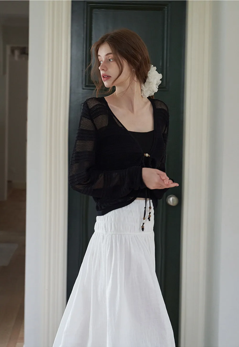 Women's Hollow Out Knit Long Sleeve Cardigan