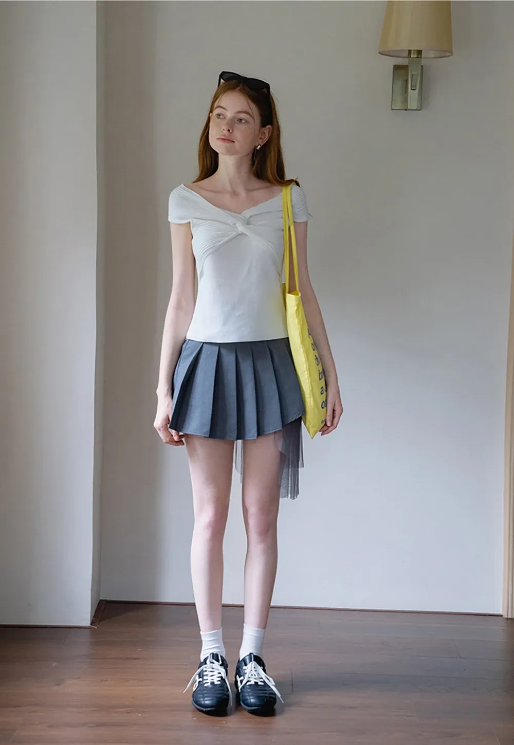 Women’s Asymmetric Tulle-Layer Pleated Mini Skirt