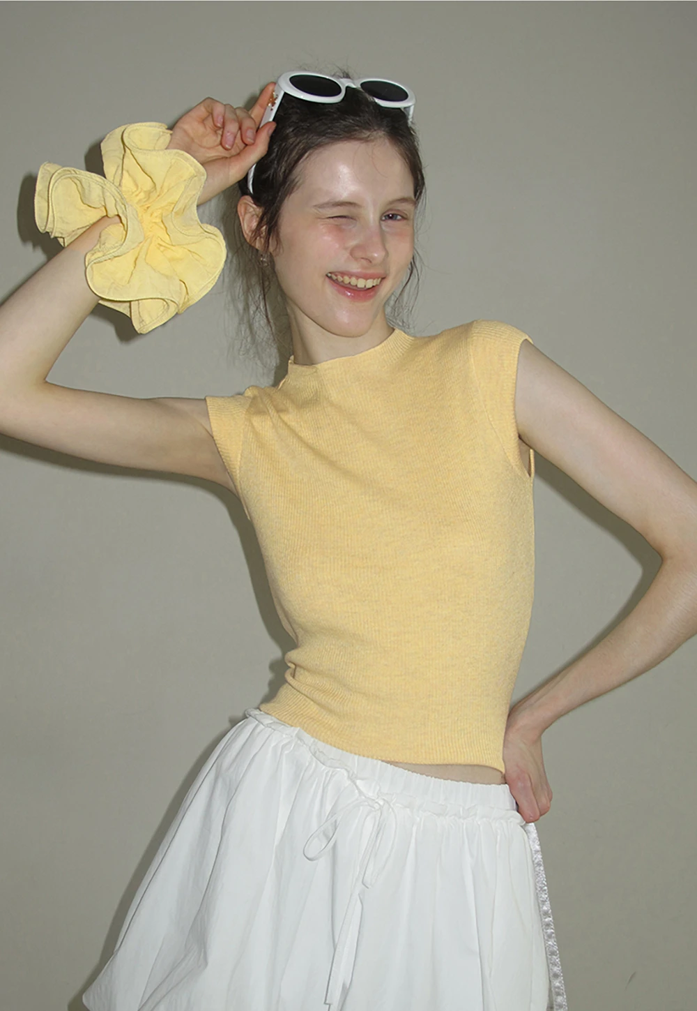 Women’s Ruched Ring Cutout Knit Top