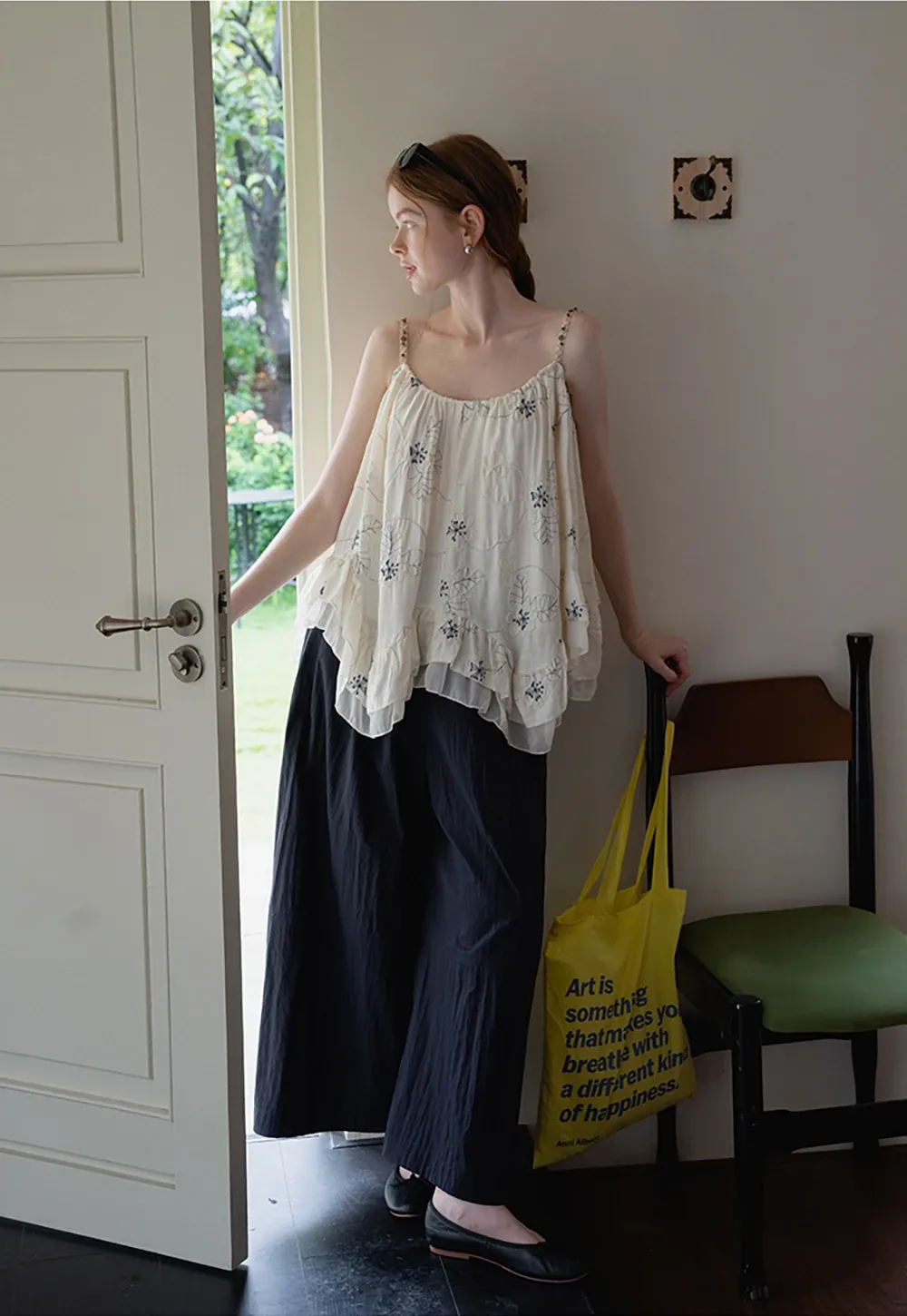 Wide Leg High Waist Cotton Pants