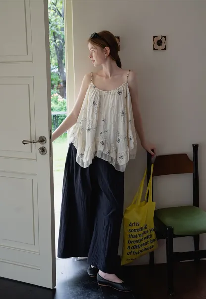 Wide Leg High Waist Cotton Pants