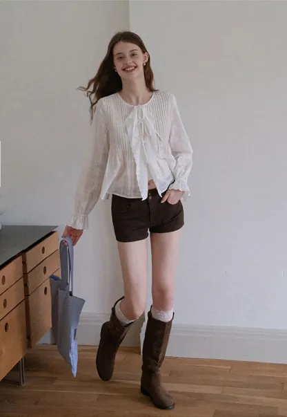 Women High Rise Stretch Denim Pocket Shorts
