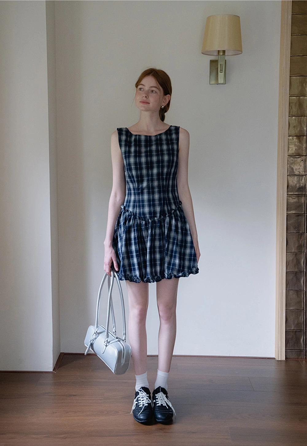Cute Sleeveless Tartan Mini Dress