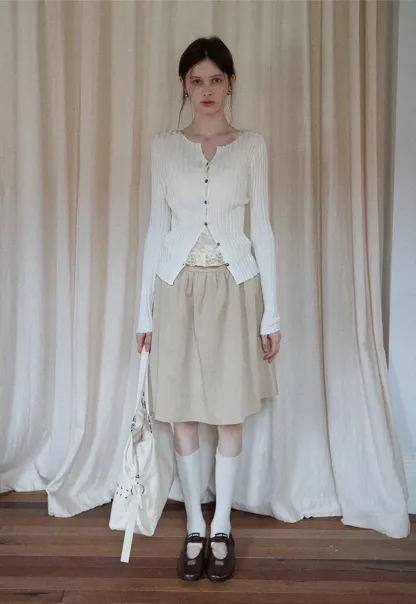 Women's A-Line High Waist Skirt with Pockets