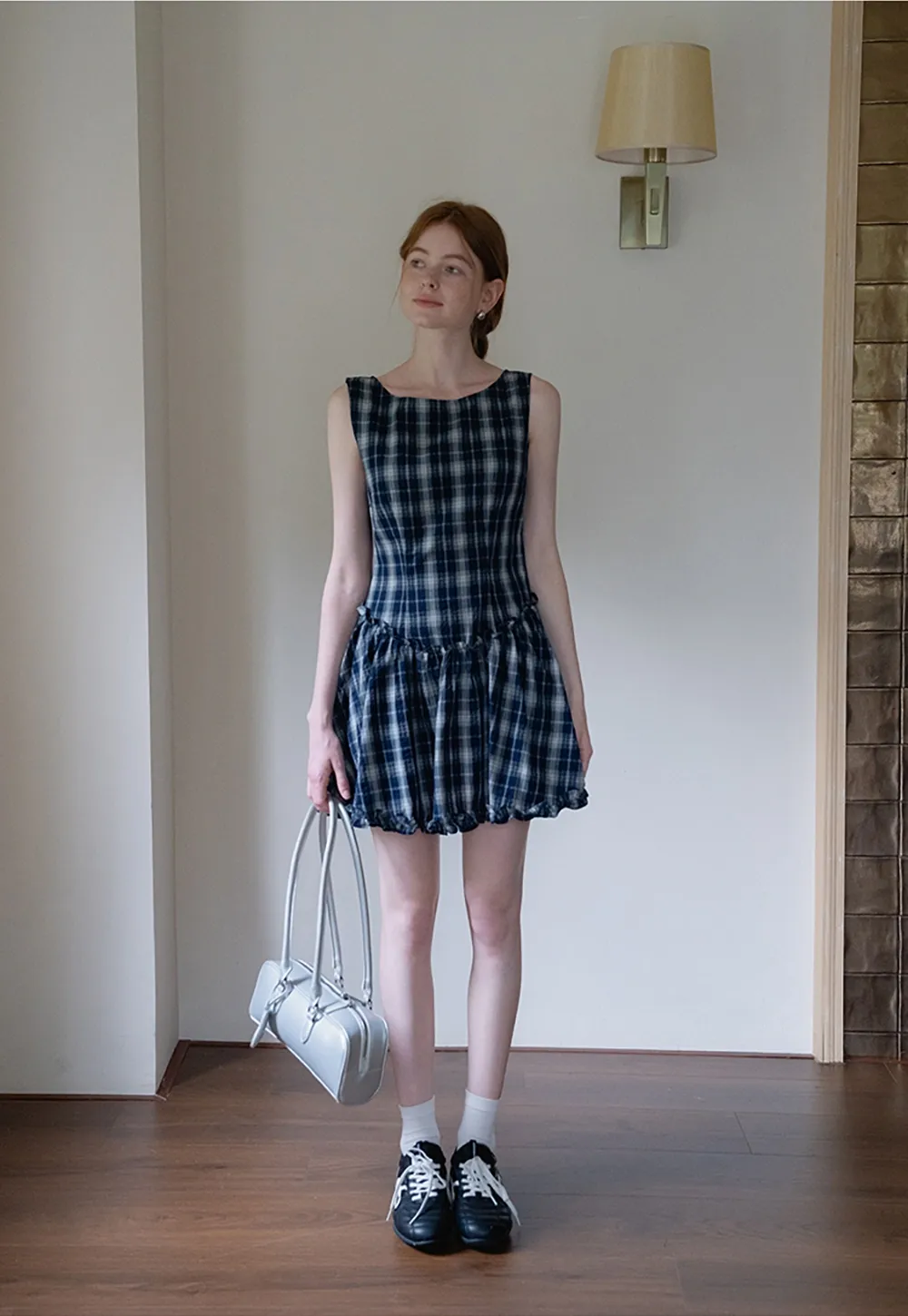 Cute Sleeveless Tartan Mini Dress