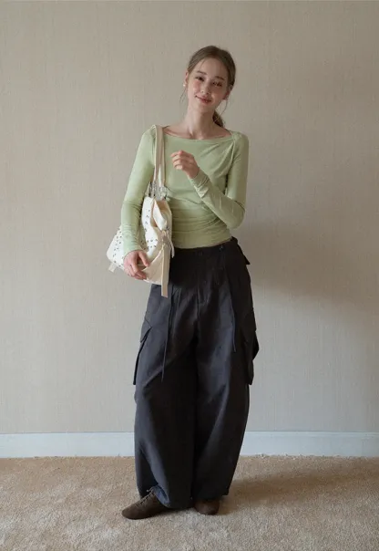 Womens High Waist Cargo Pants
