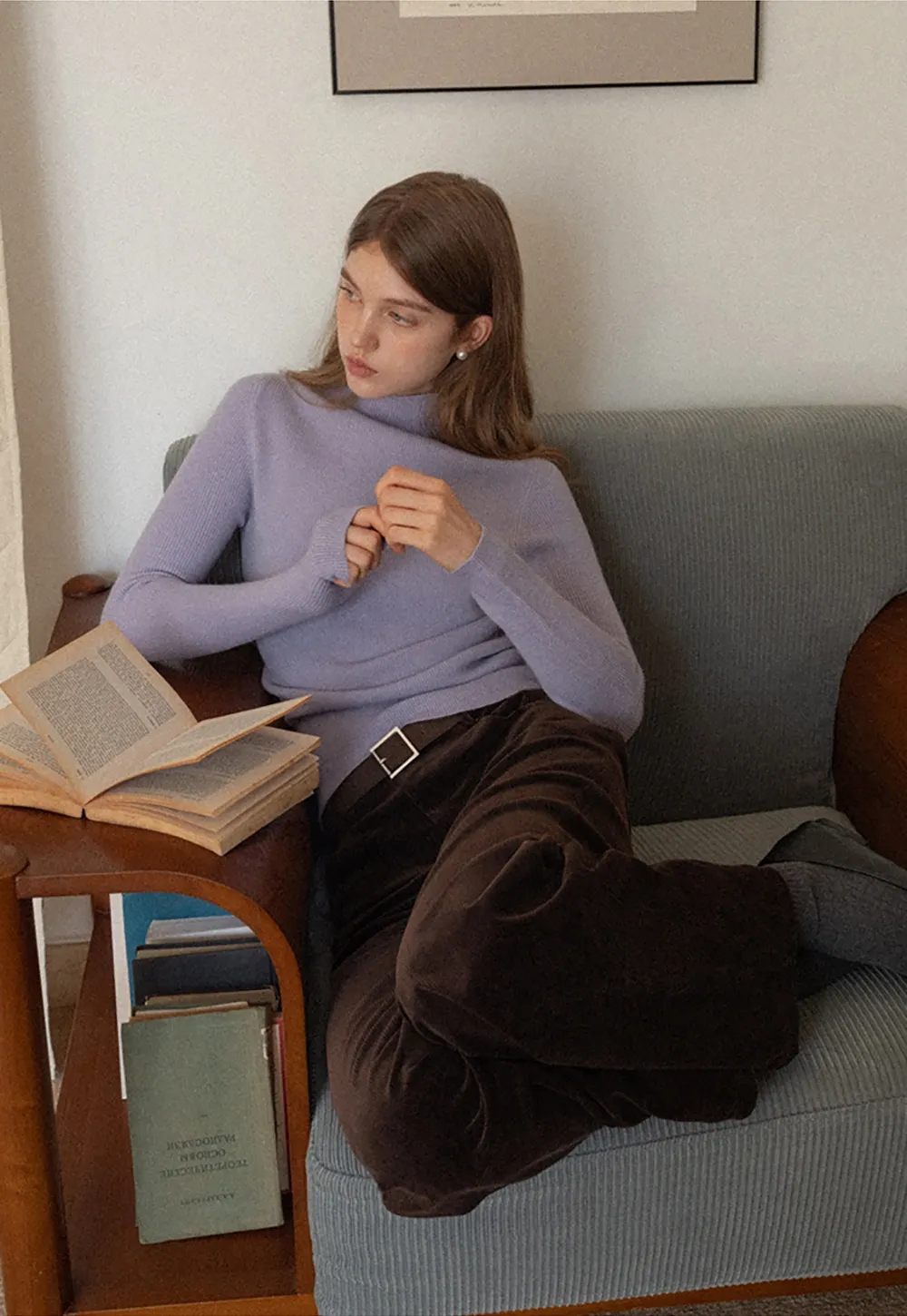 Women High Waist Corduroy Pants Wide Leg Casual