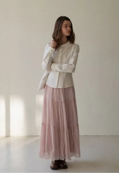 Tiered Crinkle Maxi Skirt