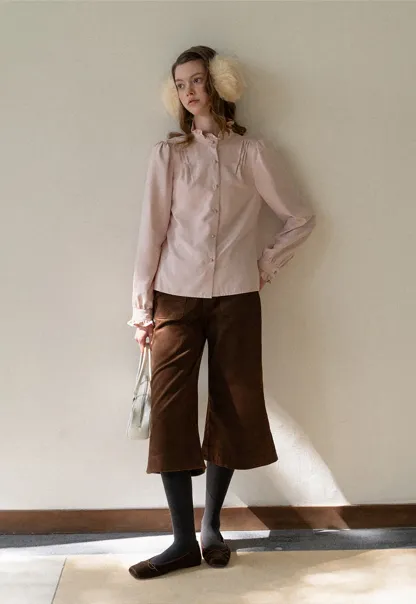 Long Sleeve Blouse with Ruffle Trim