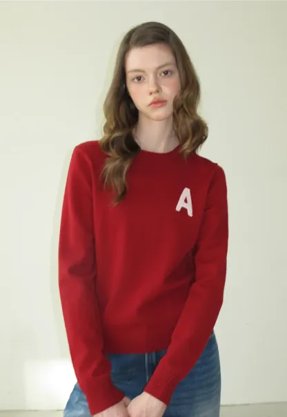 Letter Patch Knit Sweater