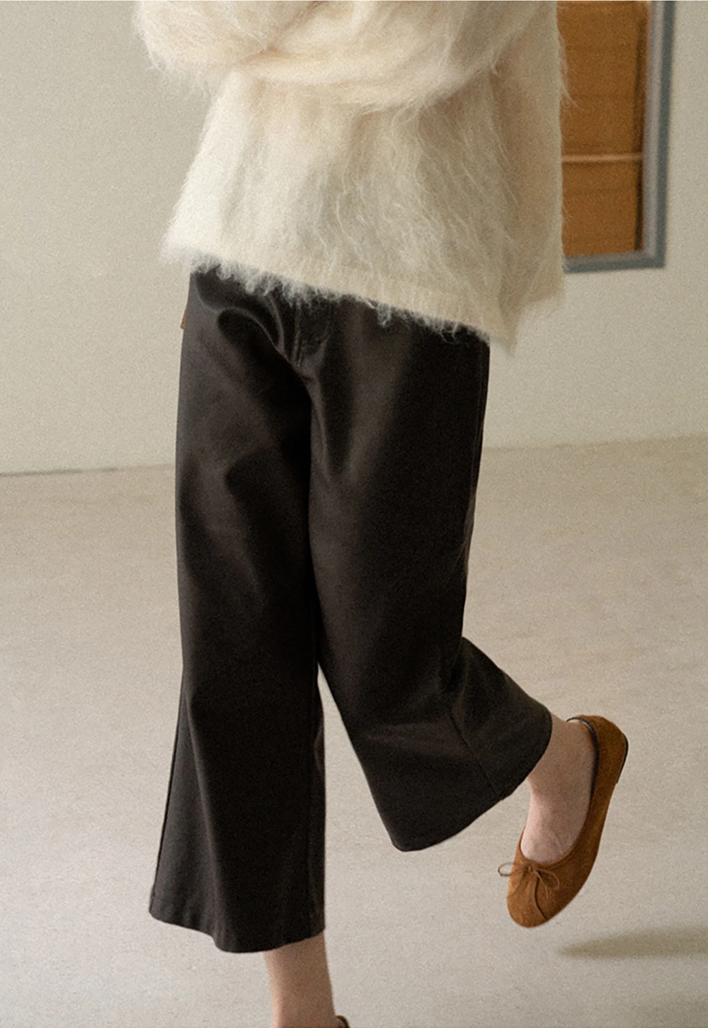 Pleated Wide Leg Leatherette Casual Pants