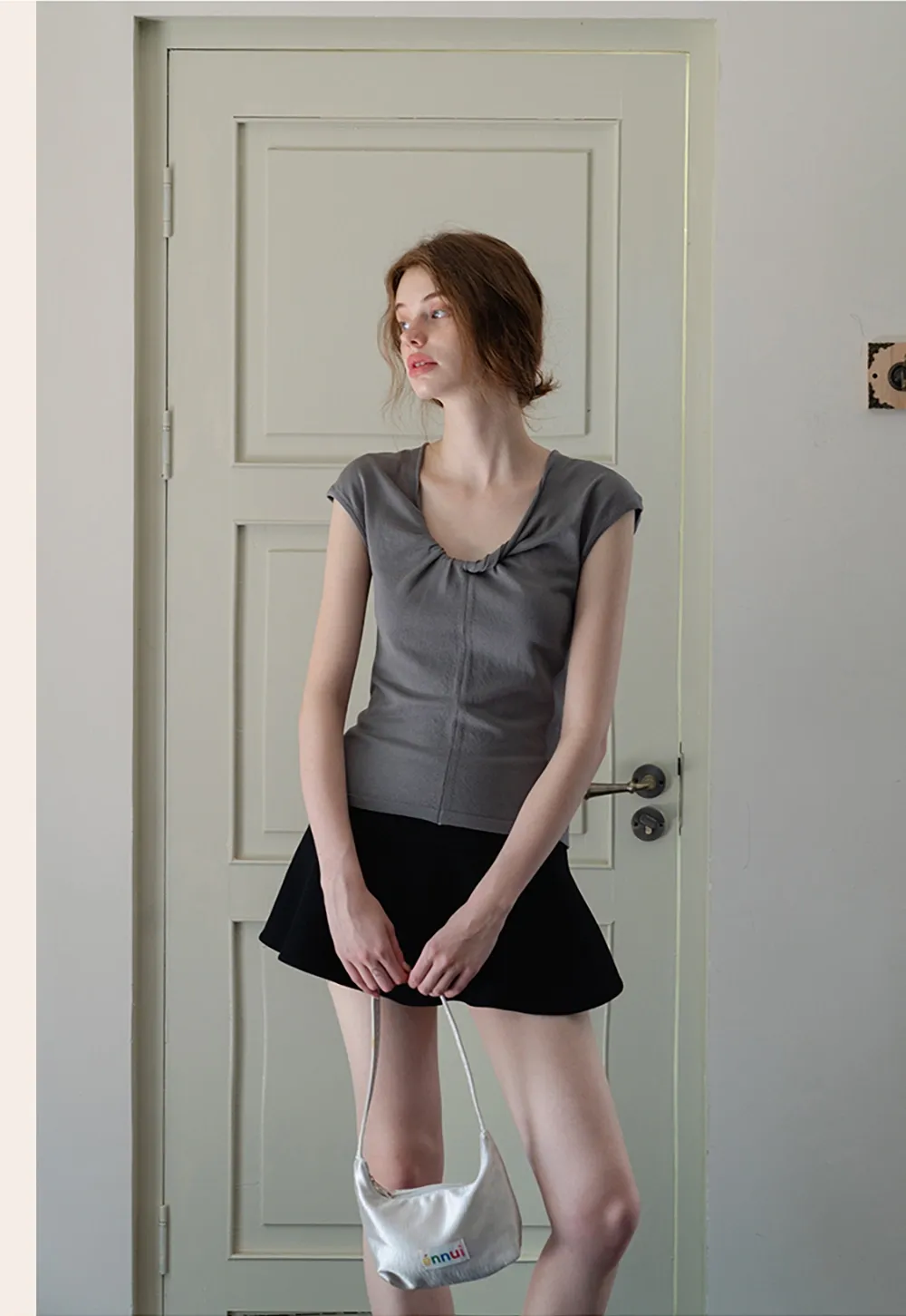 Women’s Ruched Front Slim Fit Cap Sleeve Top