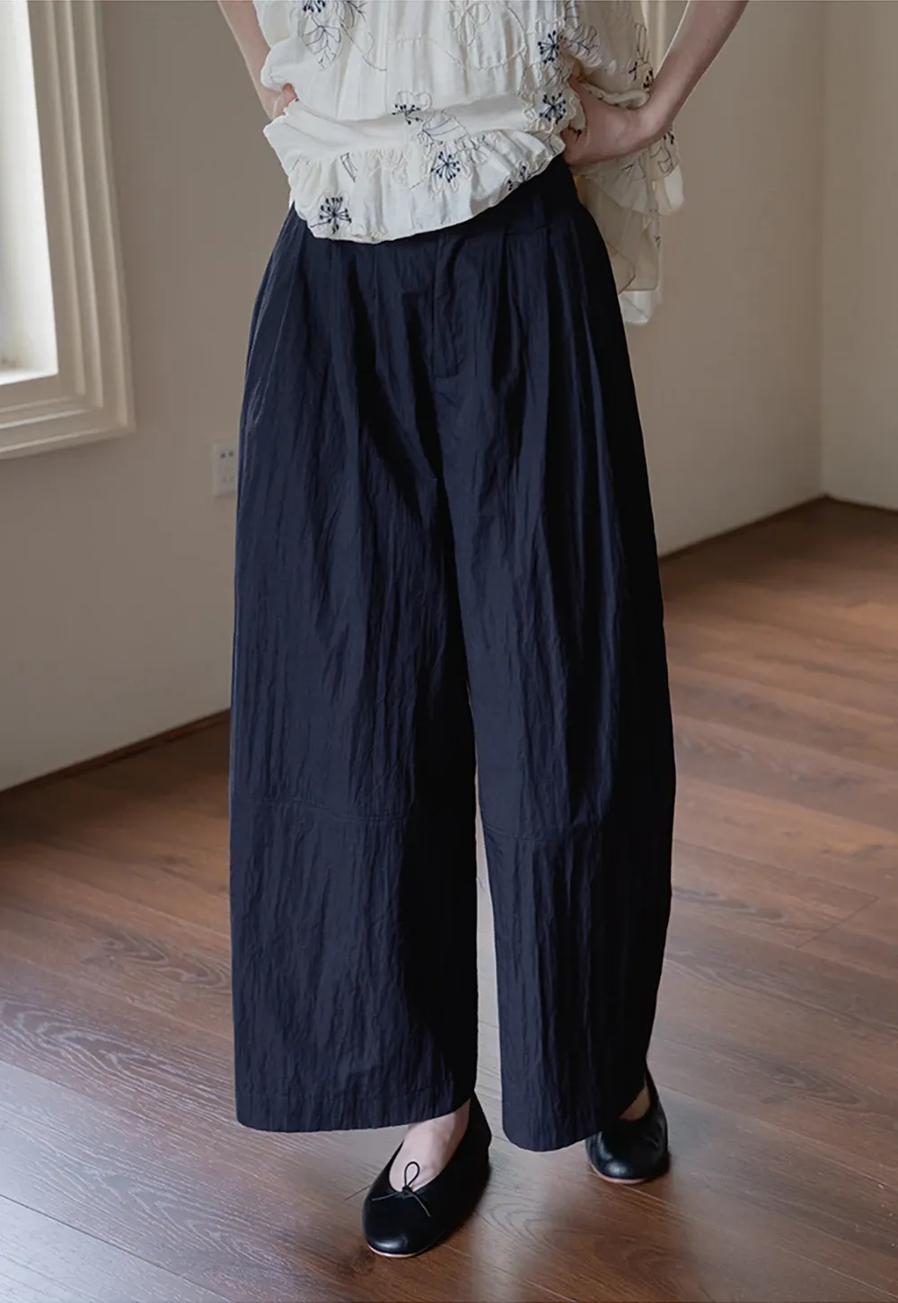 Wide Leg High Waist Cotton Pants