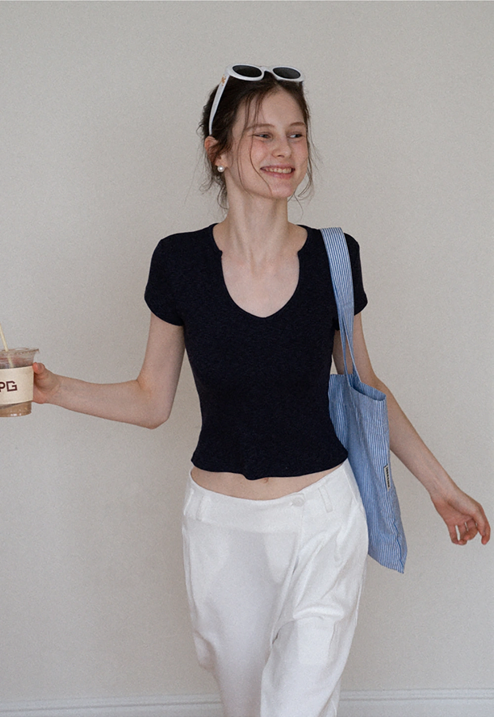 Women's U-Cut Out Slim Fit Tee