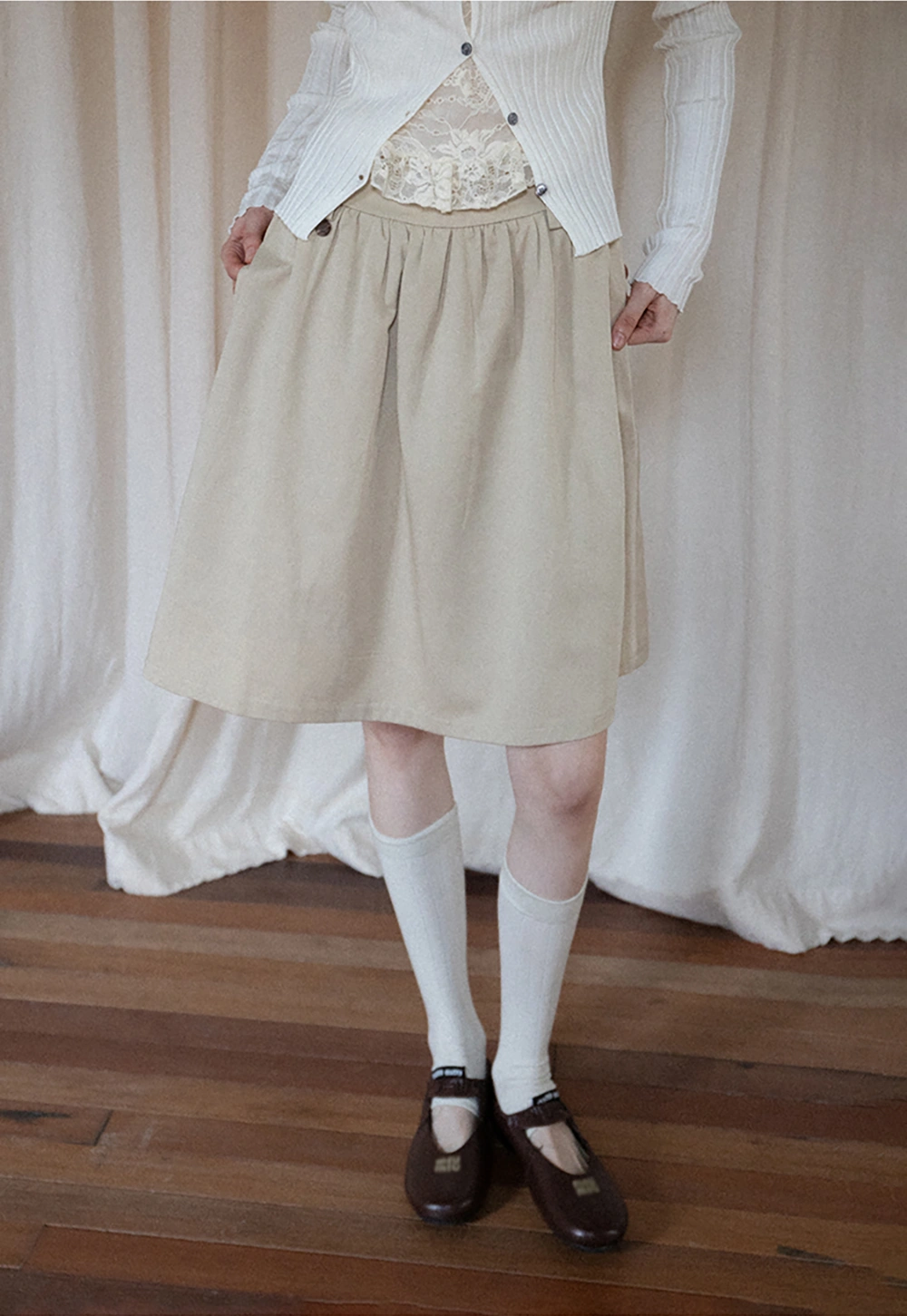 Women's A-Line High Waist Skirt with Pockets