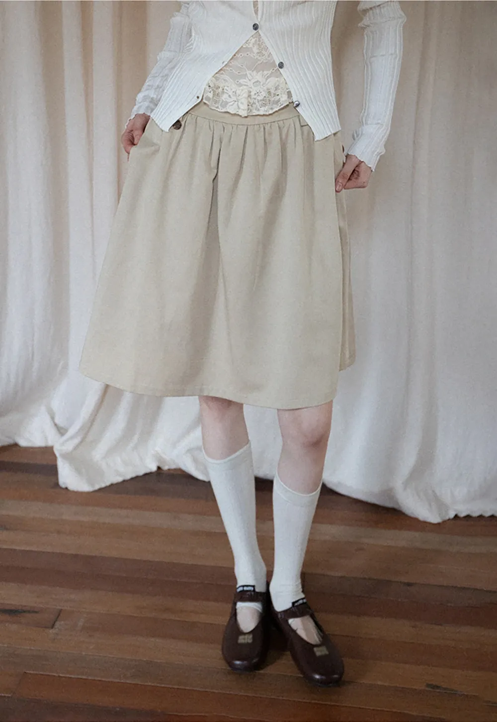 Women's A-Line High Waist Skirt with Pockets