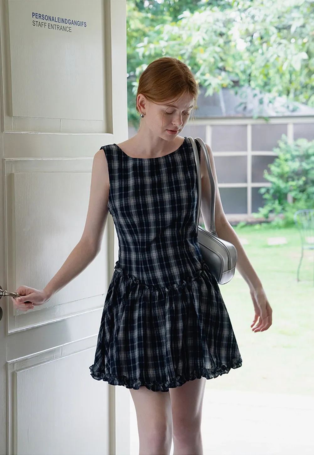 Cute Sleeveless Tartan Mini Dress