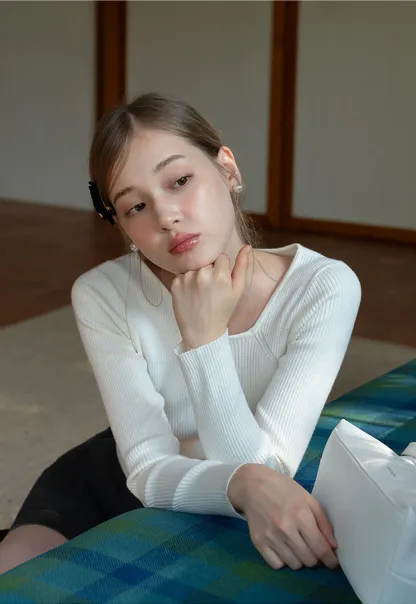 Womens Asymmetric Neck Ribbed Knit Long Sleeve Top