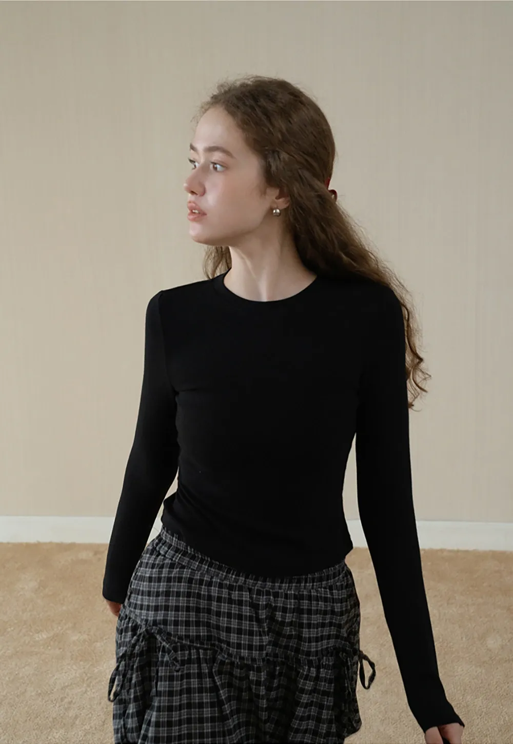 Women Basic Crew Neck Long Sleeve T Shirt