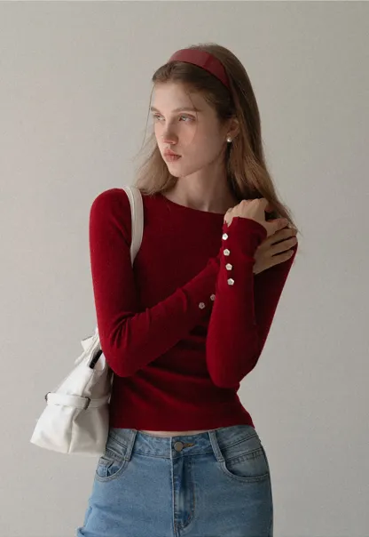 Basic Ribbed Knit Top Women Long Sleeve Pullover