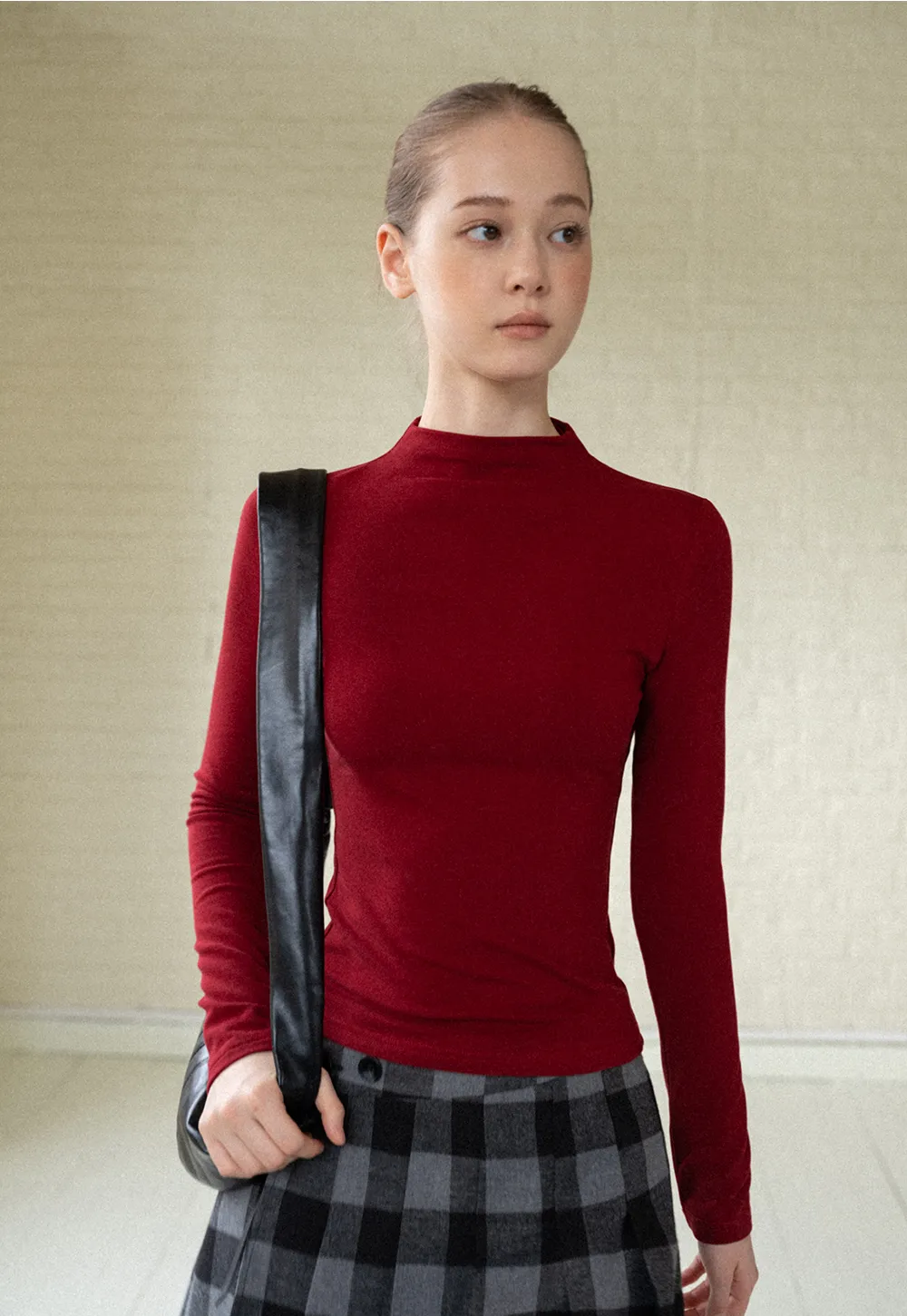 Basic Mock Neck Long Sleeve Top