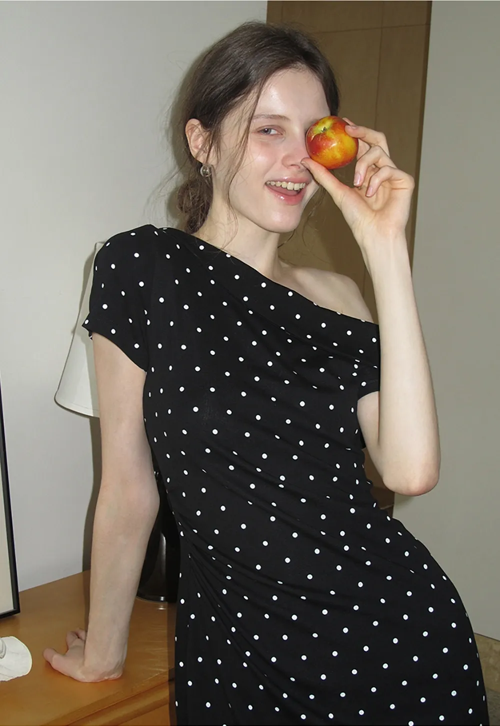 Women’s One Shoulder Polka Dot Mini Dress