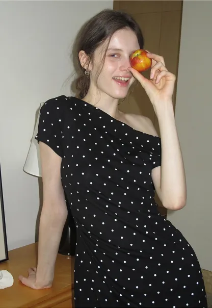 Women’s One Shoulder Polka Dot Mini Dress