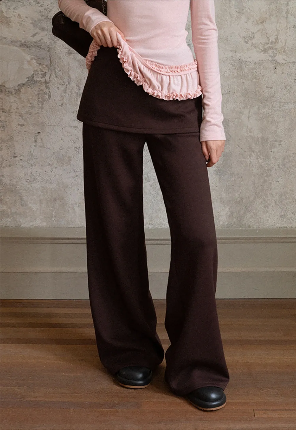 Women High Waist Wide Leg Skirted Lounge Pants