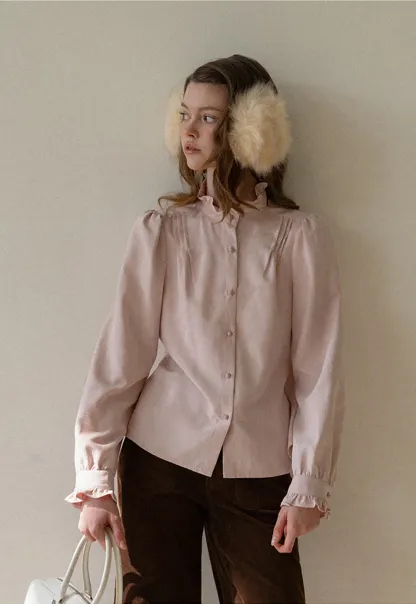 Long Sleeve Blouse with Ruffle Trim