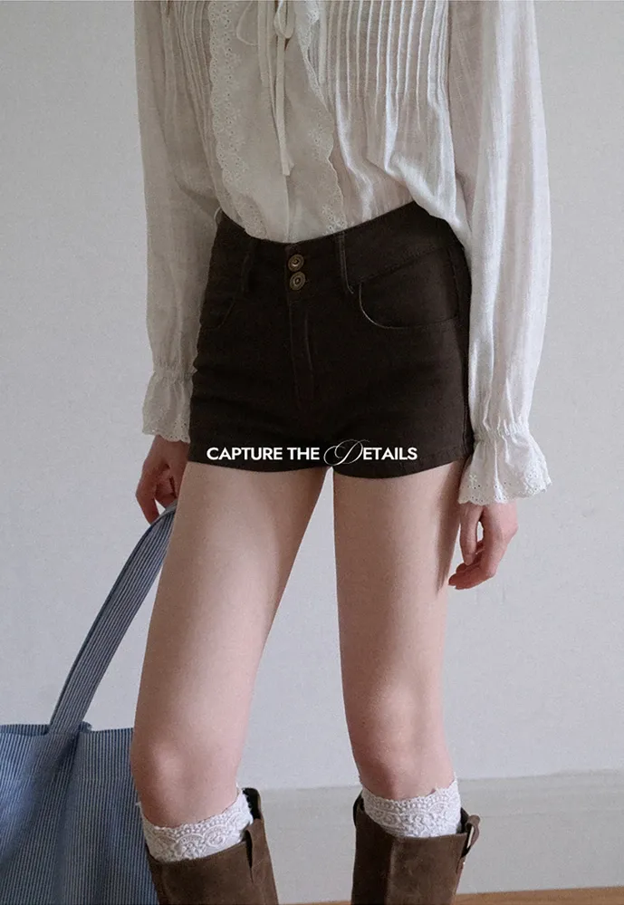 Women High Rise Stretch Denim Pocket Shorts