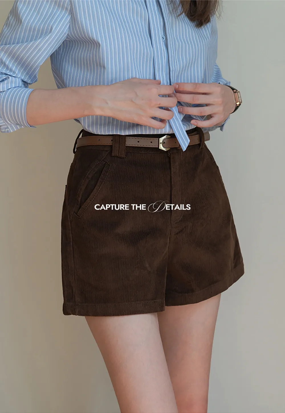 Vintage Belted Corduroy Shorts