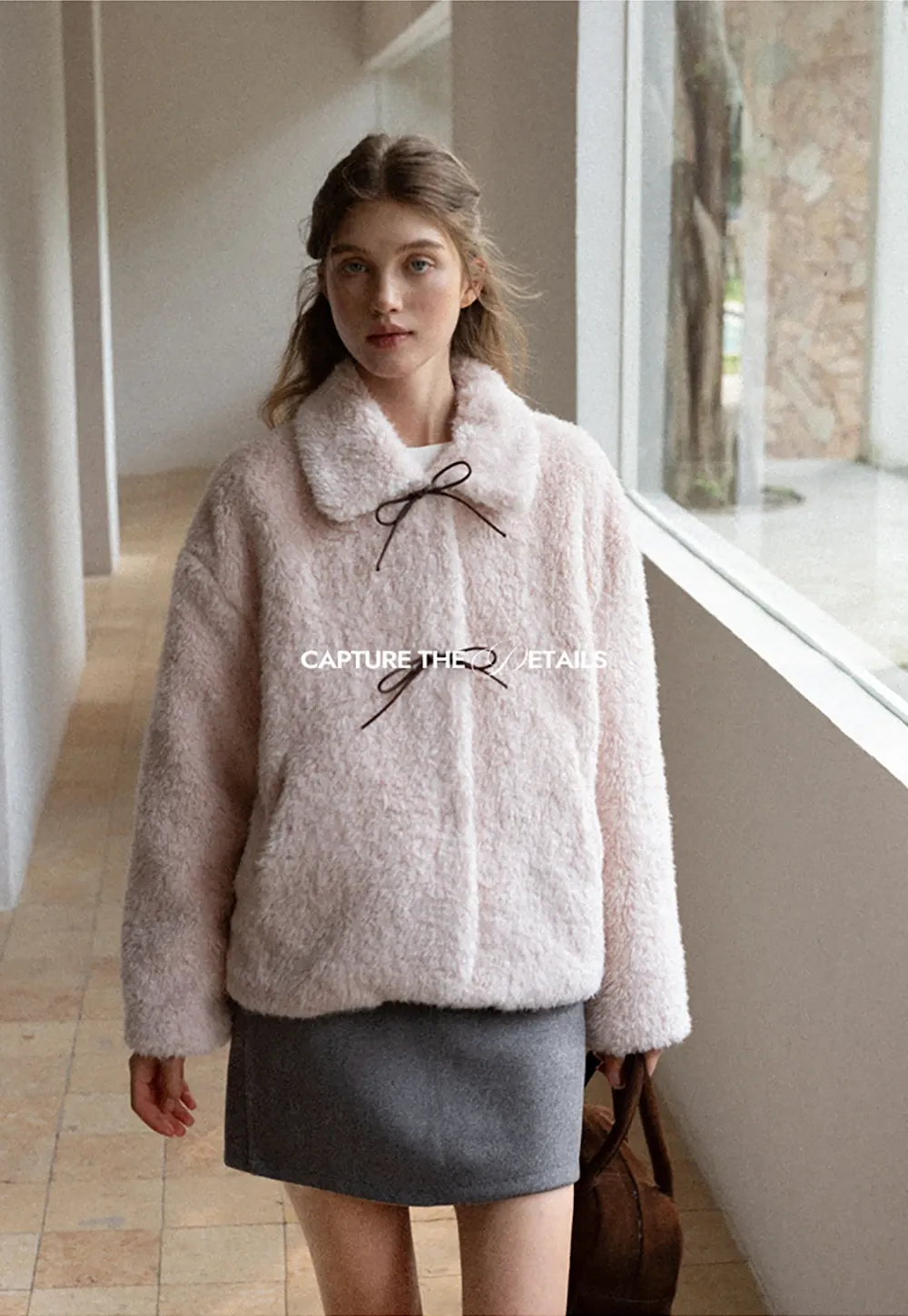 Womens Bow Tie Fleece Teddy Jacket
