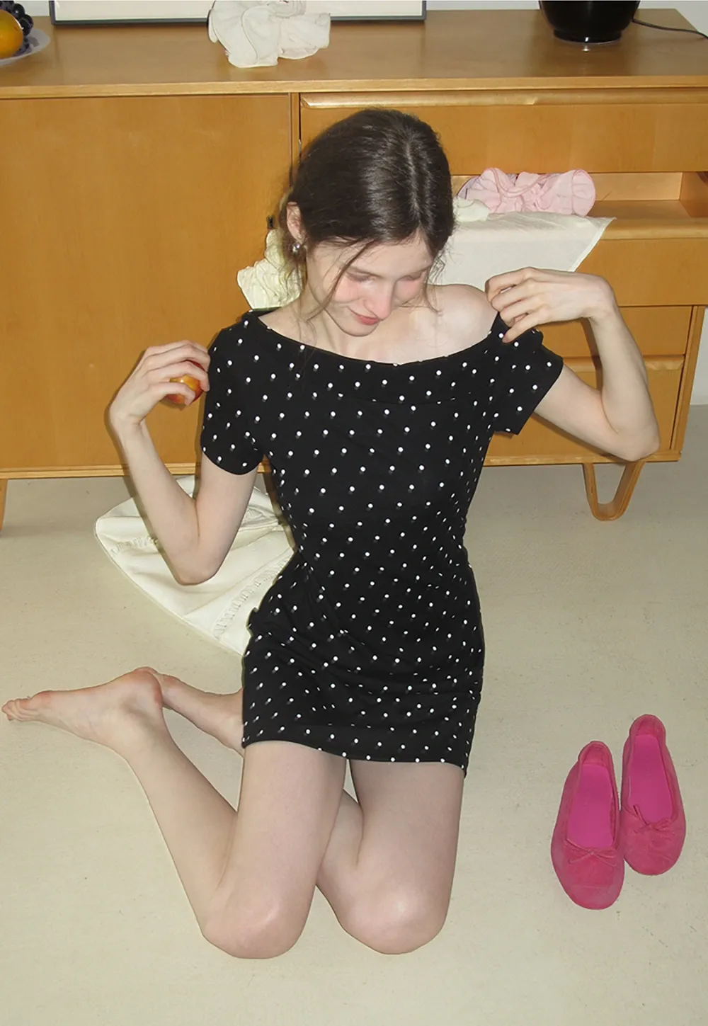 Women’s One Shoulder Polka Dot Mini Dress