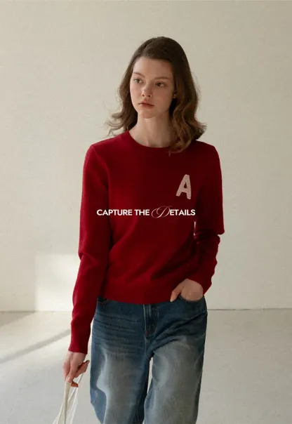 Letter Patch Knit Sweater