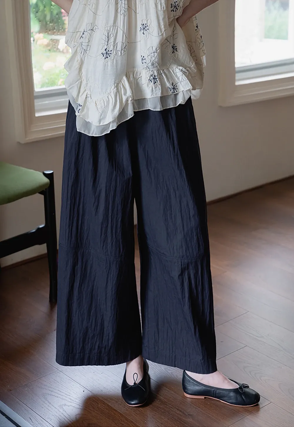 Wide Leg High Waist Cotton Pants