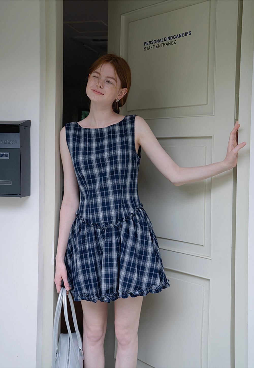 Cute Sleeveless Tartan Mini Dress