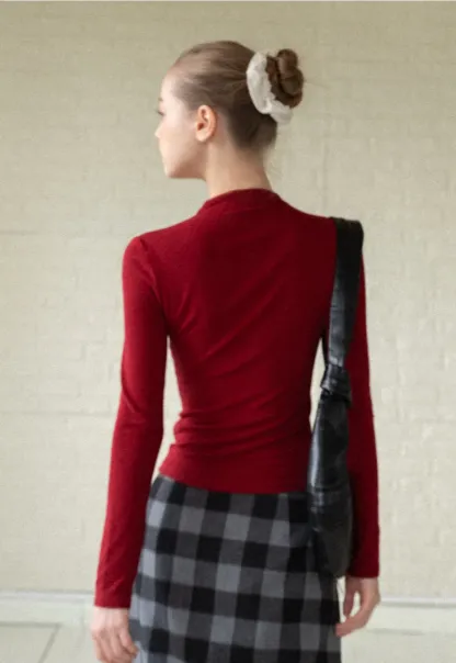 Basic Mock Neck Long Sleeve Top