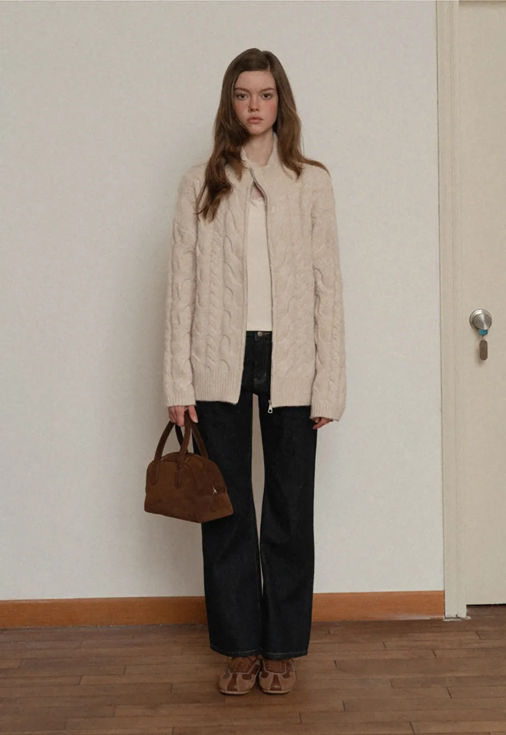 Women Classic High Rise Denim Wide Leg Pants