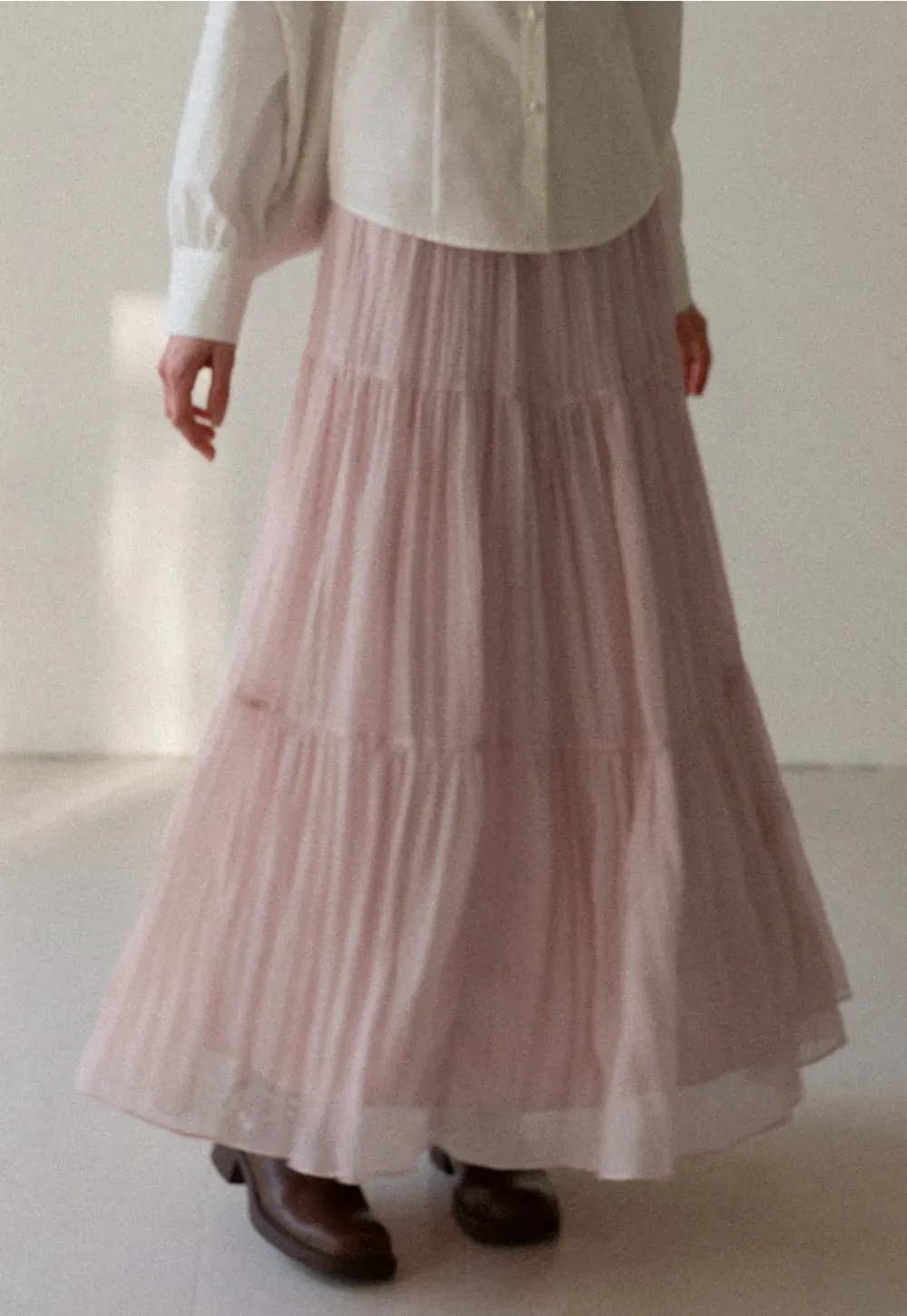 Tiered Crinkle Maxi Skirt